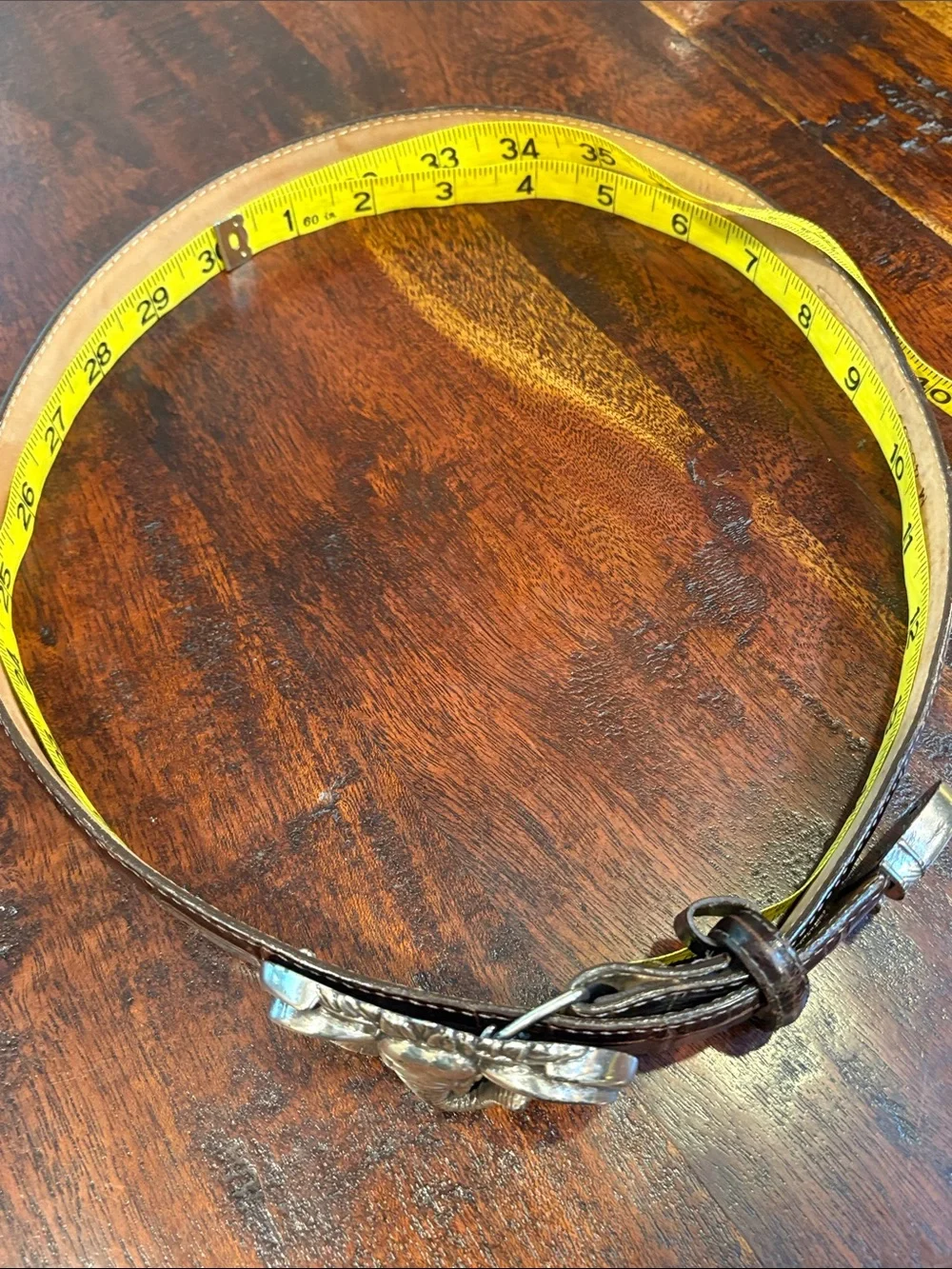 Vintage Brighton 90s Leather Elephant Safari Alligator Print Belt Medium *As-Is*